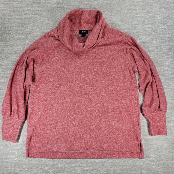 Maeve by Anthropologie Oversized Turtleneck Sweater Red Heathered Knit Large - Picture 2 of 14